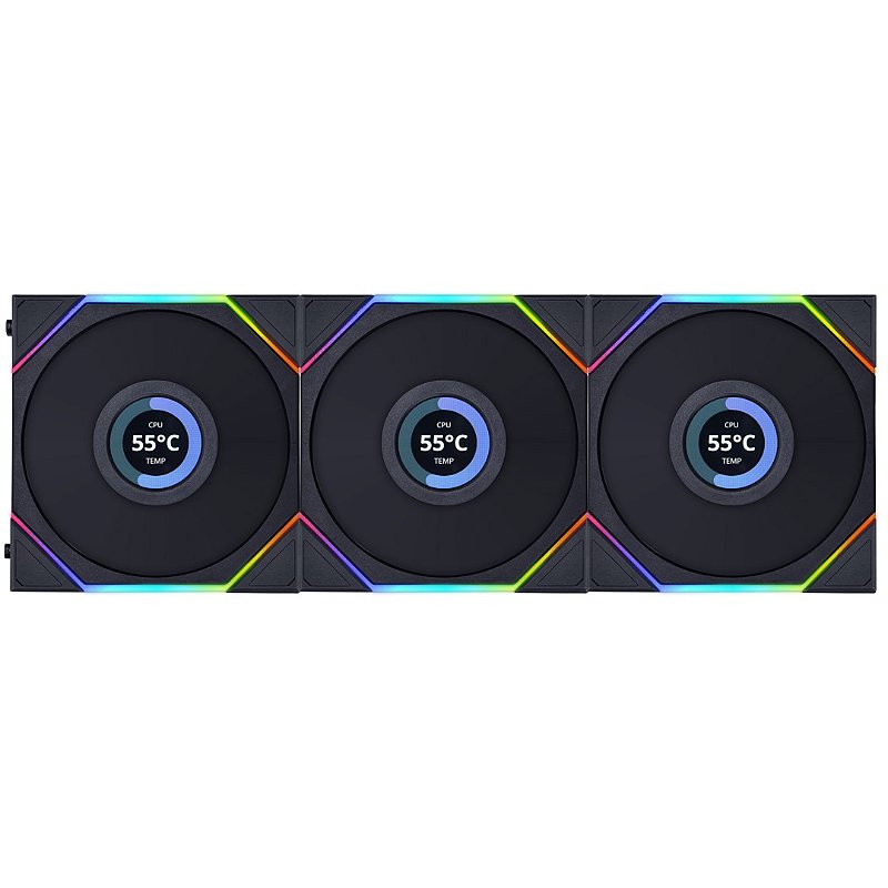 LIAN LI TL WIRELESS LCD 120 黒 3個 3連 新品 FAN LIAN LI TL LCD 120 RGB 3 PACK CONTROLE INCLUSO BLACK 12TLLCD3B