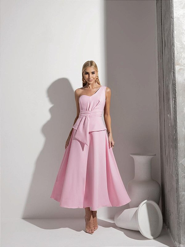 Vestido Midi em Alfaiataria Orquídea