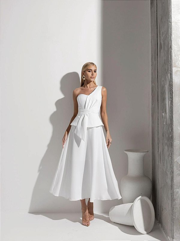 Vestido Midi em Alfaiataria Orquídea