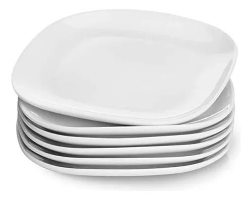 Jogo De Prato De Vidro Branco Raso Quadrado Para 28cm 6 Pcs - Avanci ...