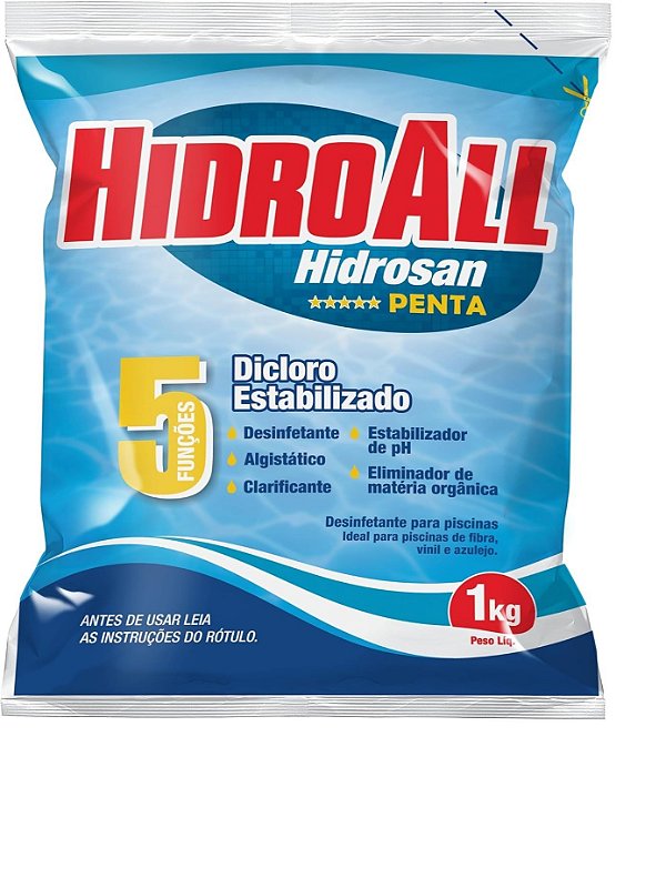 CLORO HIDROSAN PENTA HIDROALL 1KG - Igarapé Piscinas | Piscinas de