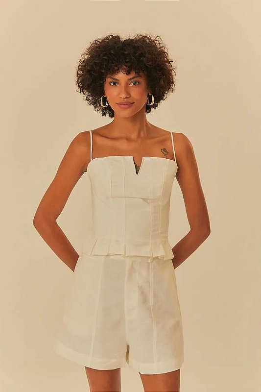 FARM SHORT PREGAS FRENTE OFF WHITE - MELEVALOGO