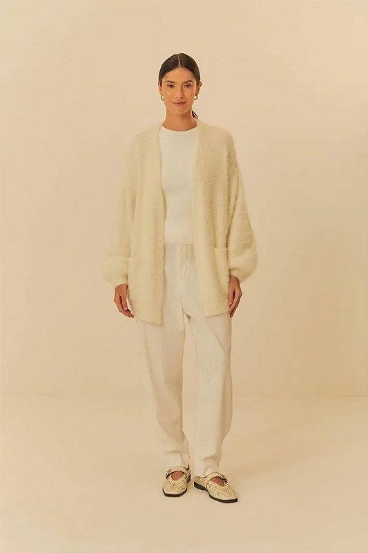 FARM CALÇA CENOURA PREGAS OFF WHITE MELEVALOGO