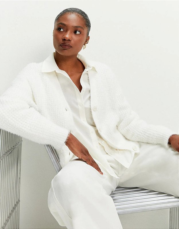 SHOULDER CARDIGAN TRICOT PELINHOS - MELEVALOGO