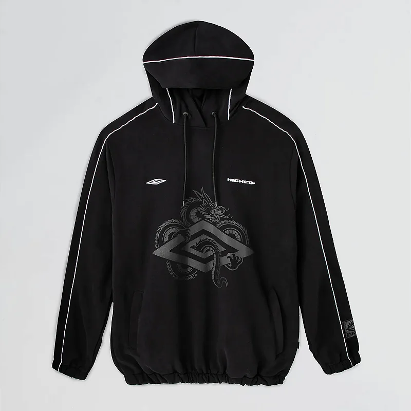 HIGH X UMBRO HOODIE BLACK - MELEVALOGO