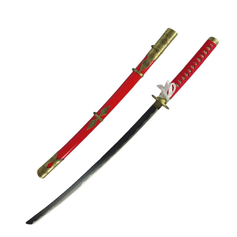 Espada Katana Touken Ranbu Taroutachi Vermelha Em Aço - Tenda Medieval