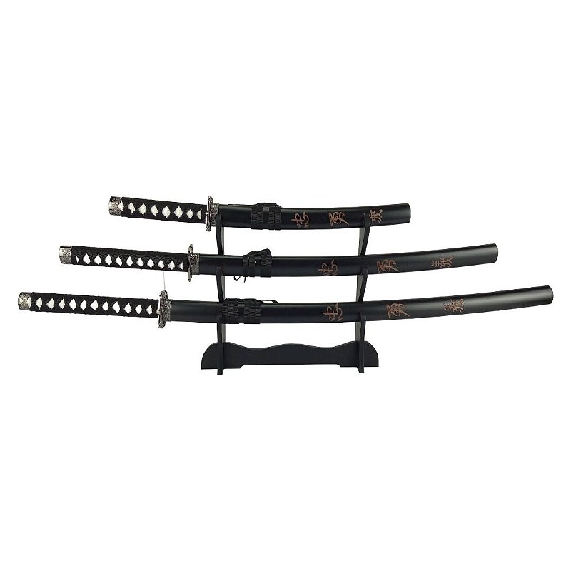 Kit Katana Wakizashi Tanto Decorativa - Elegância Samurai