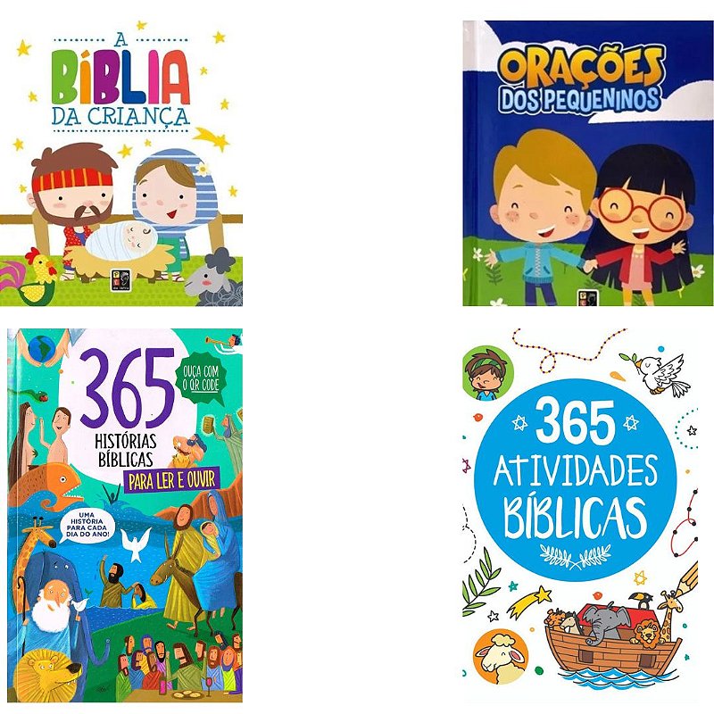 Kit 02 Livros Infantil 365 Histórias Bíblicas Para Ler e Ouvir +