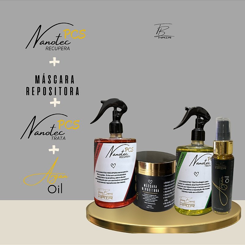 Nanotec Trata + Nanotec Recupera + Máscara Repositora + Argan Oil