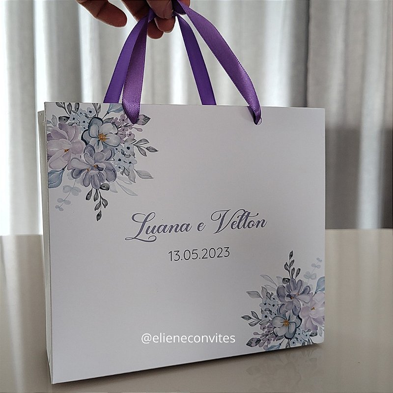 Sacola de Personalizada para Padrinhos - Cor Lilás