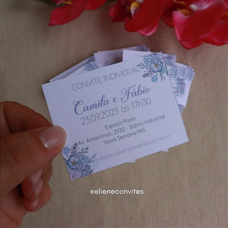Convite Individual Floral Lilás / Lavanda