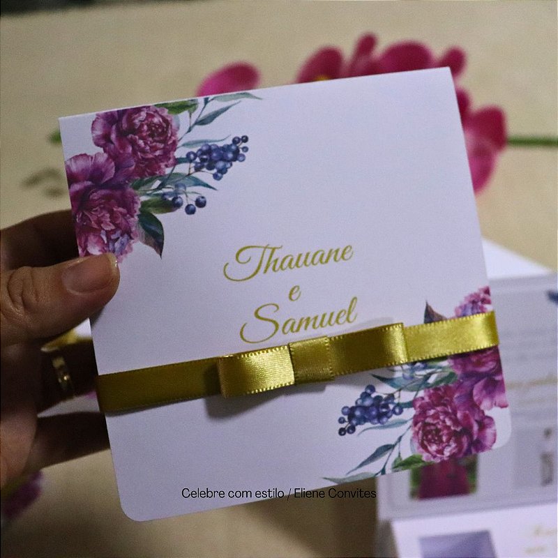Caixa Convite para Padrinhos Rosa Fúcsia
