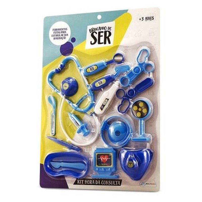 Brinquedo Kit Dentista Infantil Médico Doutor Didático - Azul