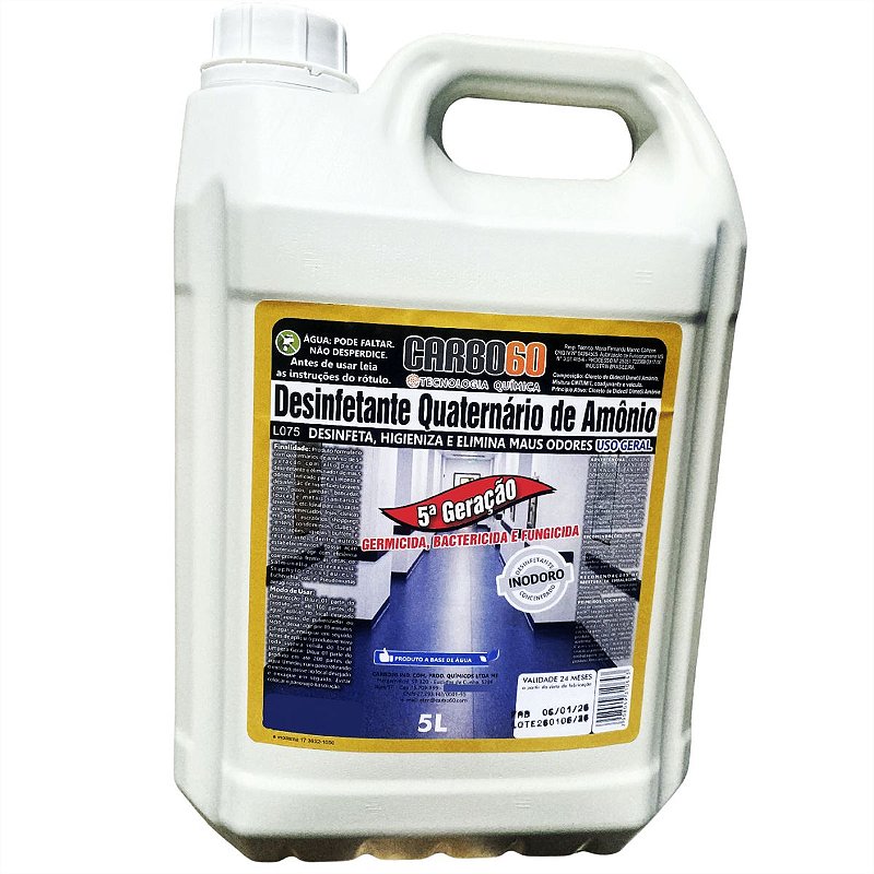 Desinfetante Concentrado Quaternário de Amônia 5ª Geração Profissional Carbo60 AVS