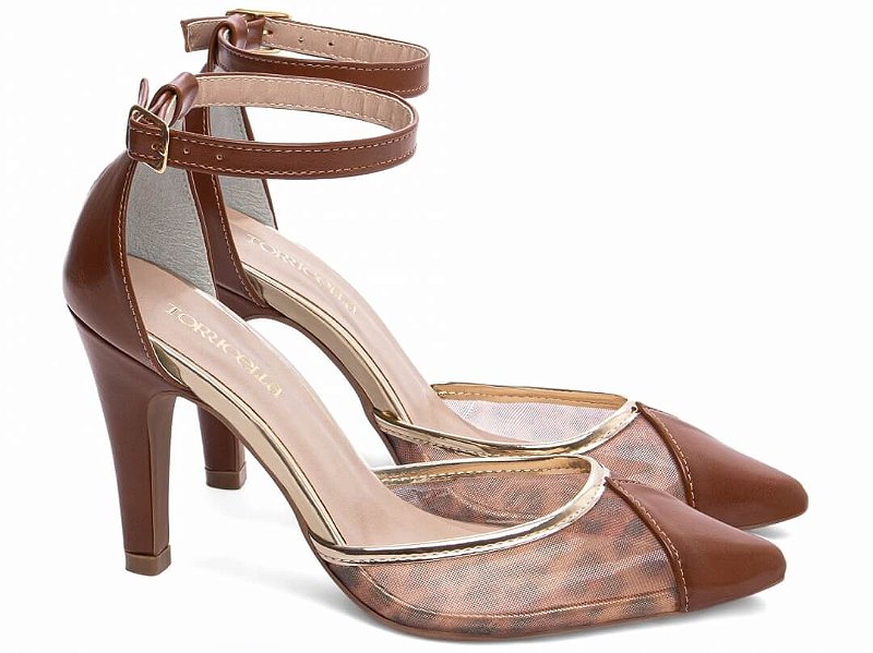 Sapato Scarpin Salto Bico Fino Caramelo Torricella AVS 68002B