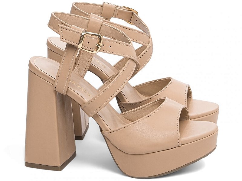 Sandália Meia Pata Feminina Salto alto grosso Torricella AVS 1003B