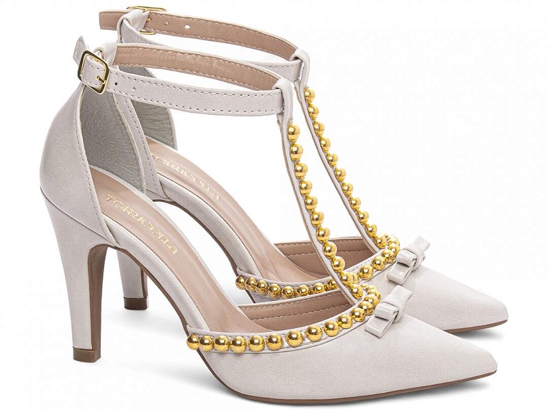 Sapato Scarpin Salto Fino Médio Off White Torricella AVS 66080C