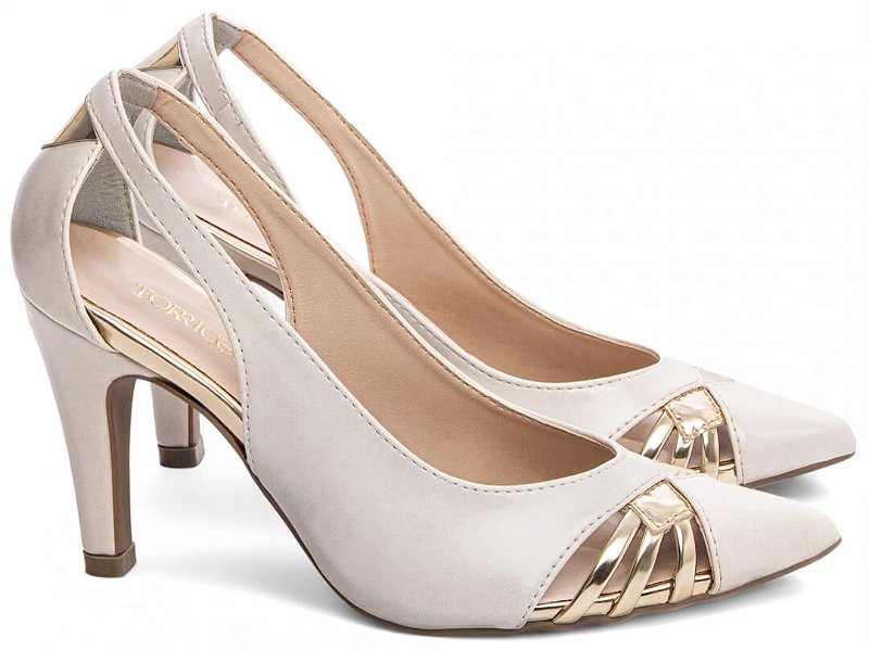 Sapato Scarpin Salto Fino Médio Speechio Ouro Light Torricella AVS 68007C