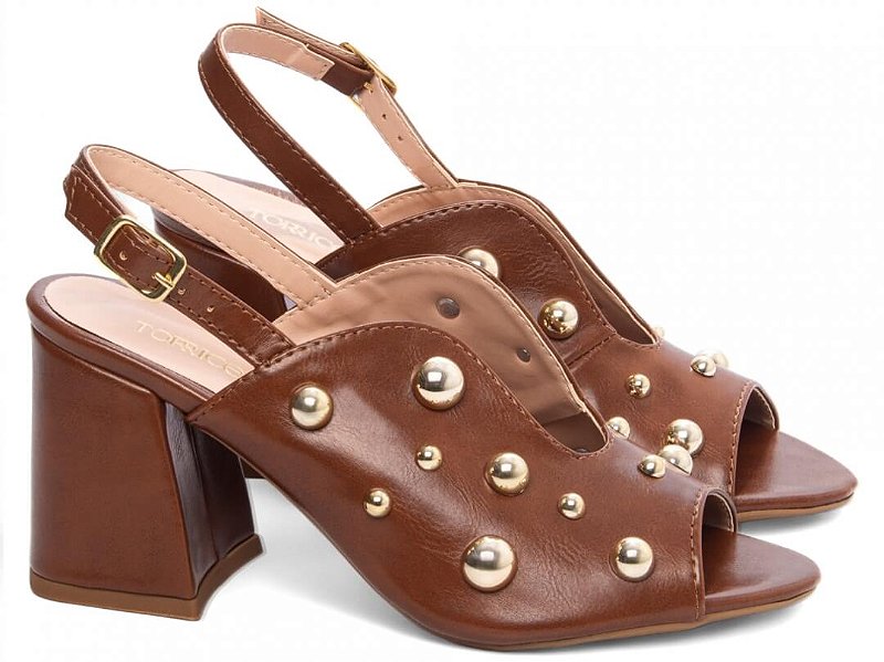 Sandália Ankle Boot Feminina Salto Bloco Grosso Caramelo Torricella AVS 778B