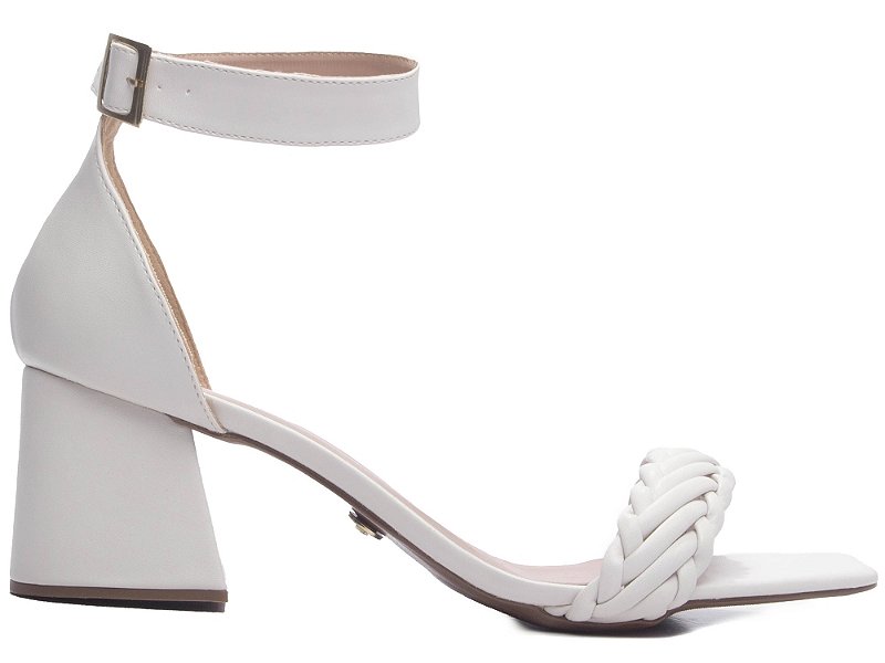Sandália Salto Bloco Triangular Off White de Amarrar Tamanhos Especiais 39 ao 44 AVS 4000-17C_AR