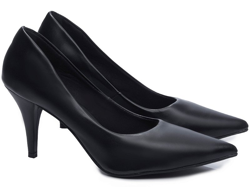 Sapato Scarpin Clássico Salto Fino 8,5cm Napa Preto Tamanhos Especiais 39 ao 44 AVS 8000-02E_AR