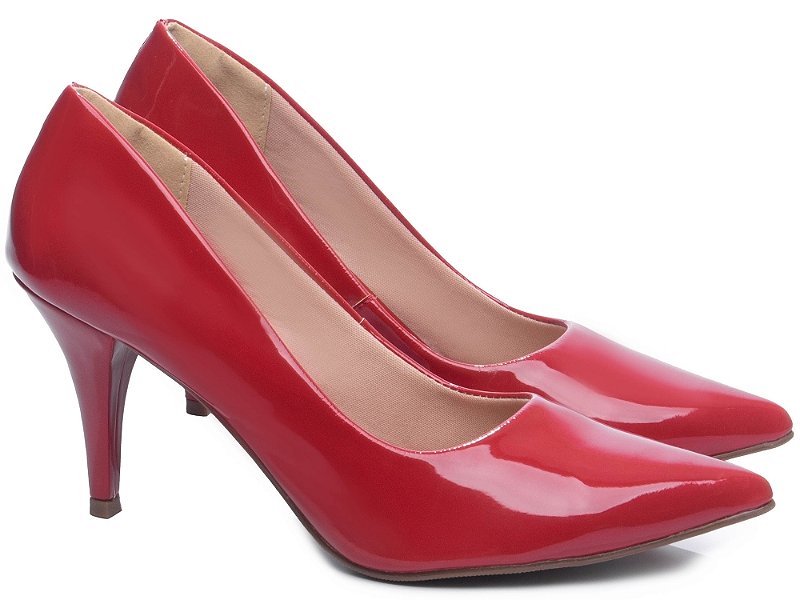 Sapato Scarpin Salto Fino 8,5cm Verniz Vermelho Tamanhos Especiais 39 ao 44 AVS 8000-02D_AR