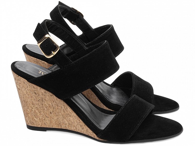 Sandália Anabela Plataforma 7cm Camurção Preto Salto Cortiça Conforto e Elegância AVS 4074A