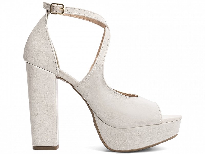 Sandália Meia Pata Salto Grosso 11cm Napa Off White Torricella Design Impecável AVS 1000C