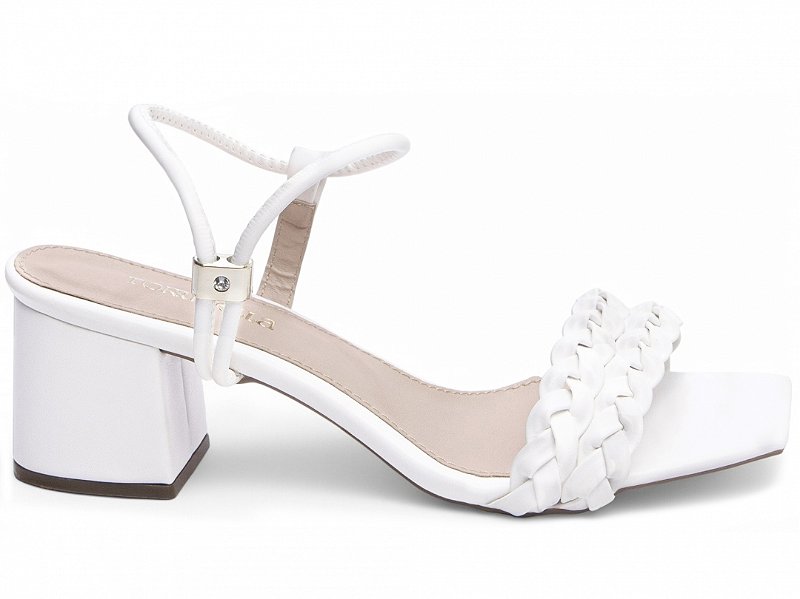 Sandália Saltinho Feminino Casual Branco com Tranças AVS 457.004.104A