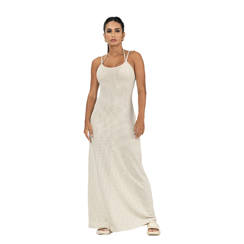 Vestido Tricot Beachwear Bege Labellamafia