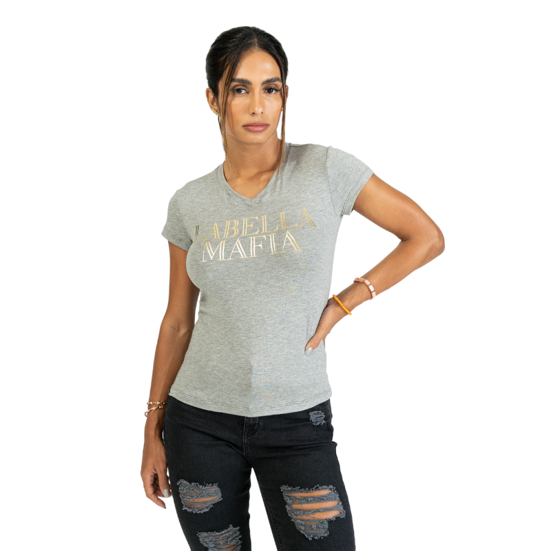 Camiseta Malha Tees Cinza Labellamafia