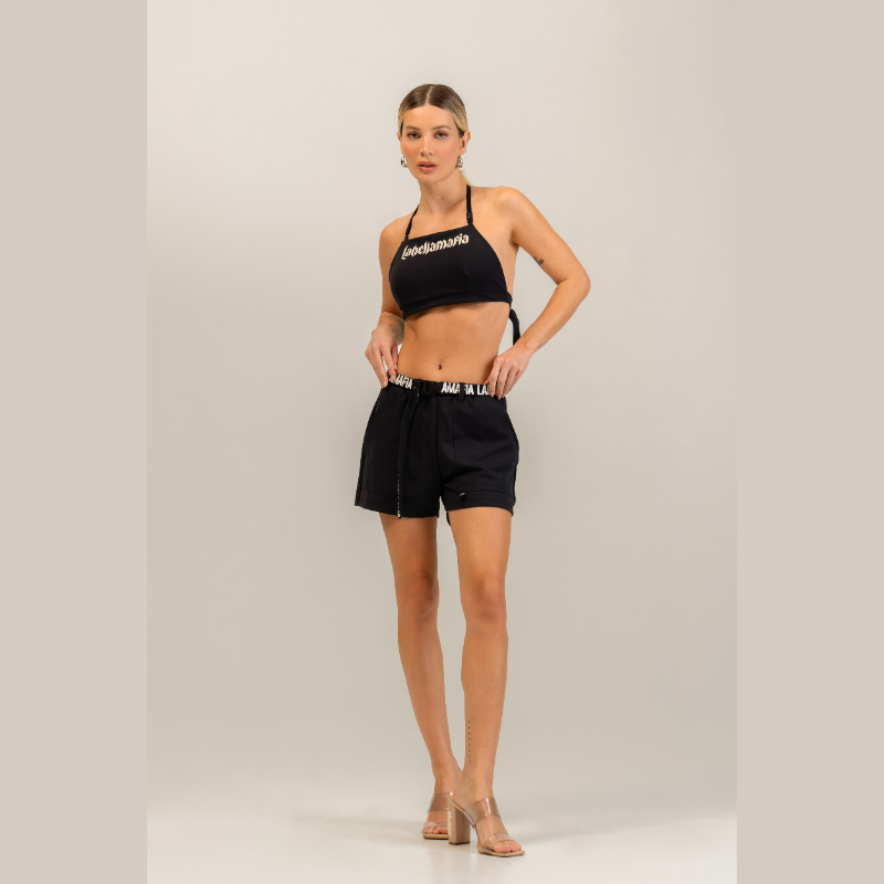 Conjunto Cropped E Short Malha Chemical Preto Labellamafia