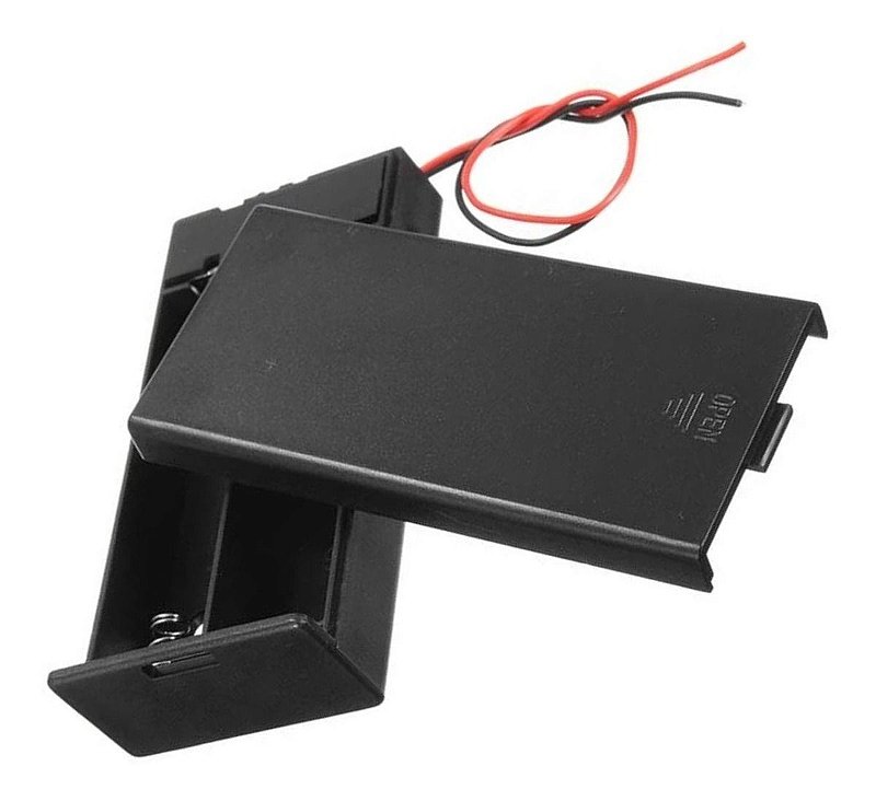 Suporte Para 2 Pilhas Baterias 18650 3,7V Com Tampa + Botão On/Off