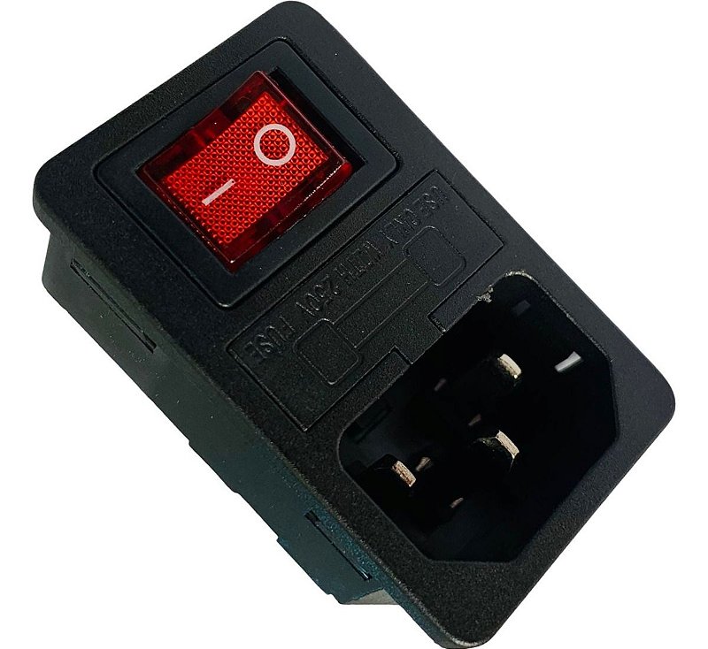 Conector Tomada AS-03 Tripolar Macho Com Chave - Vermelha