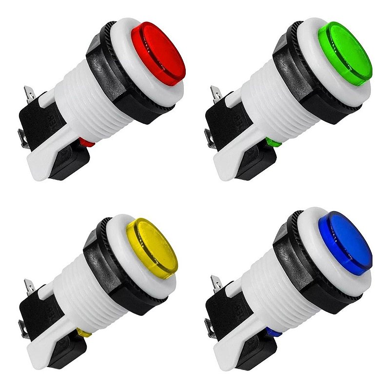 Chave Botão Pbs-29 Arcade Fliperama Vermelho Azul Verde Amarelo