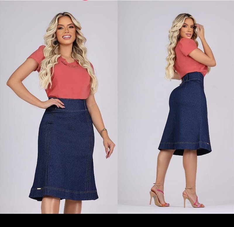 Saia midi jeans