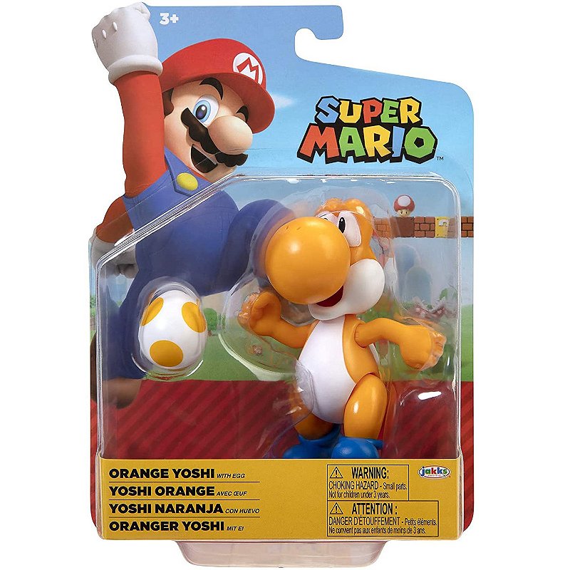 YOSHI  Super Mario Boneco Yoshi Laranja Articulado - Candide - Nikity