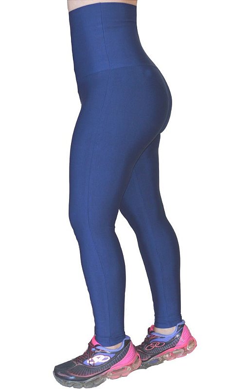 Calça Legging Cintura Alta Modeladora Sem Pezinho Azul marinho - Celeiro  Roupas Fitness