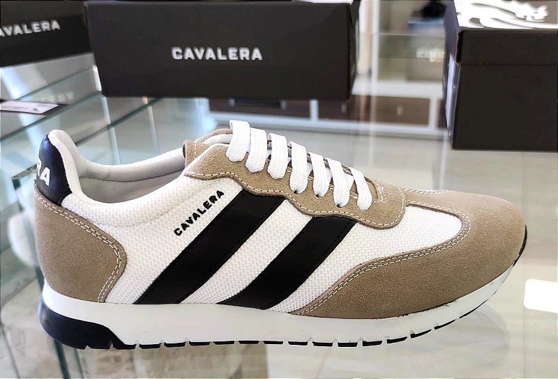 Tênis Cavalera Running Stripes Branco e Preto - FutFanatics