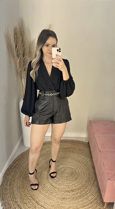 De Couro Short Com Meia CalÃ§a 2019 Couro Short Meia CalÃ§a De