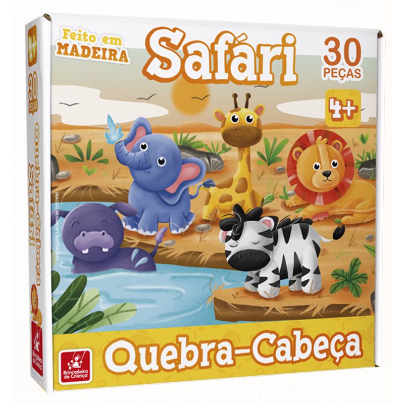 Quebra Cabeça Safari 30 Peças Brincadeira de Criança - Bebe
