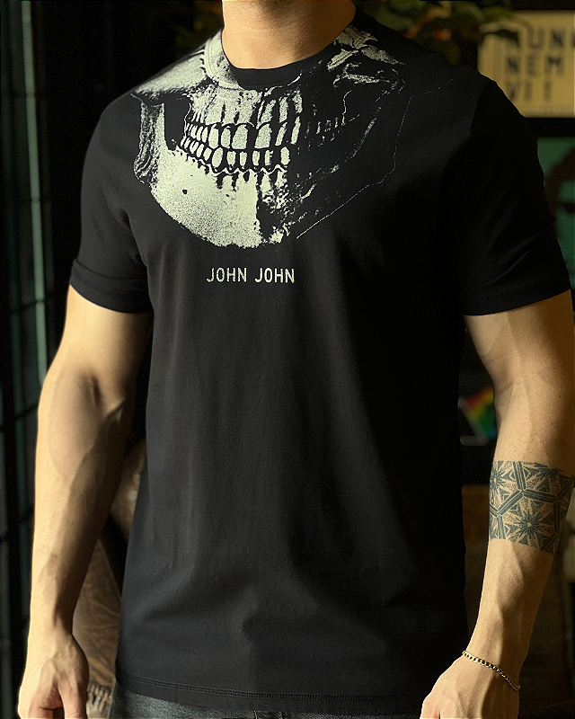 Camiseta John John Caveira Explo Masculina Preta - Dom Store Multimarcas  Vestuário Calçados Acessórios