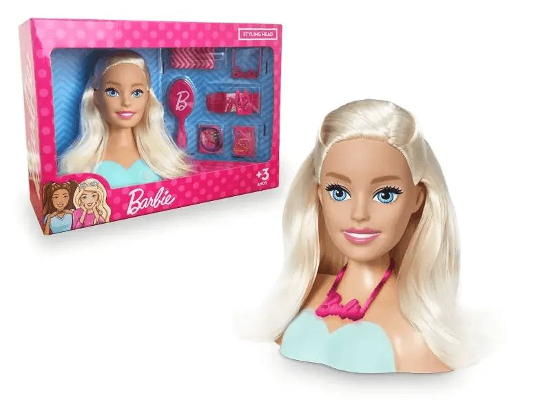 Boneca Barbie Busto Maquiagem Styling Head Faces Acessorios - Rosa