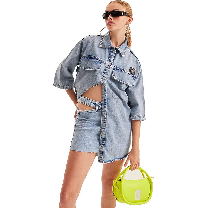 Vestido Jeans Easy Lança Perfume Chemise Curto AV23 Azul