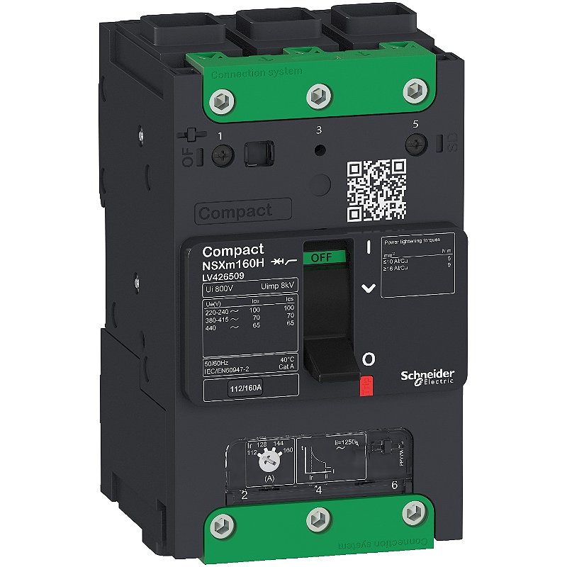 Disjoncteur Schneider Compact NSXm 3P 160A - 3 Pôles, 3D, Avec Connexion EverLink - Neuf Sous Blister