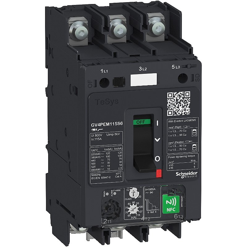Motor Circuit Breaker, Tesys Gv4, 3P, 25A, Icu 50Ka, Thermal Magnetic ...