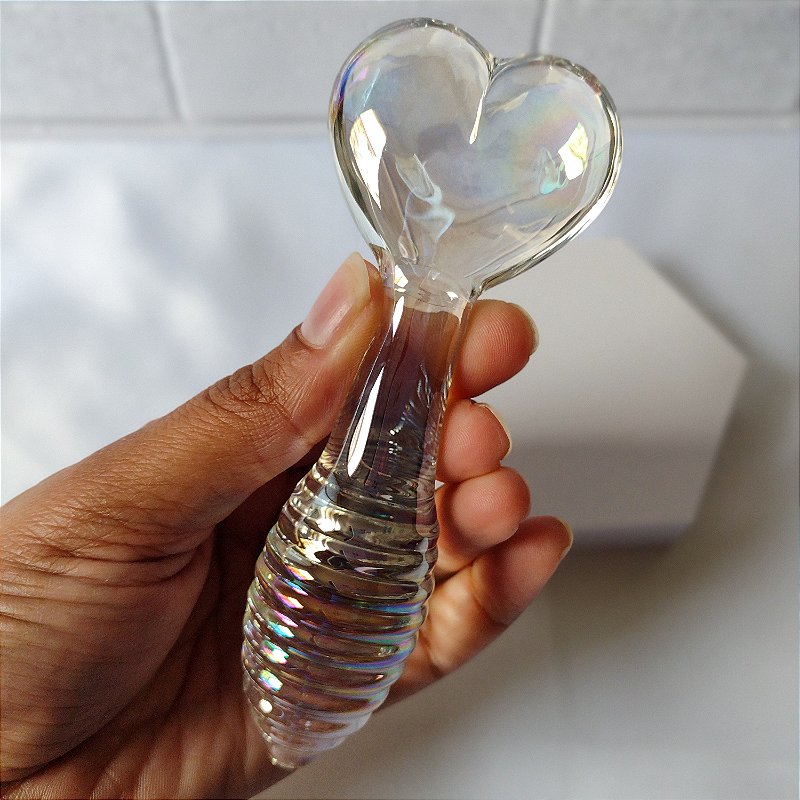 Plug Anal de Vidro Coração Transparente