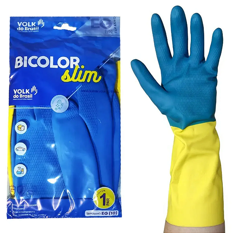 Luva de Segurança Látex Neoprene Volk Bicolor Slim - Reconnstek