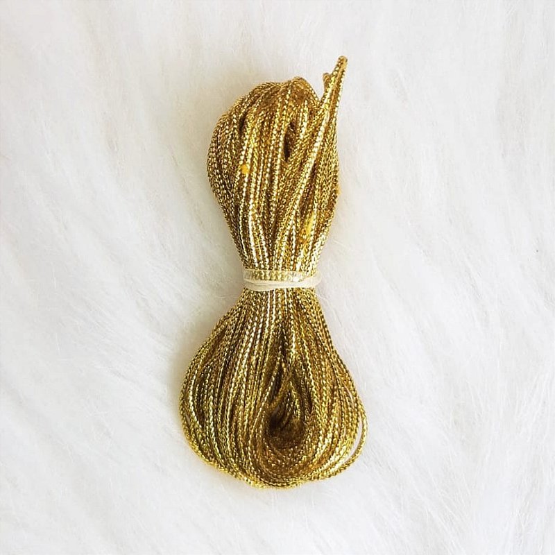 Cordonê Metalizado 10m Cordão para artesanato 1mm Dourado - Man Aviamentos