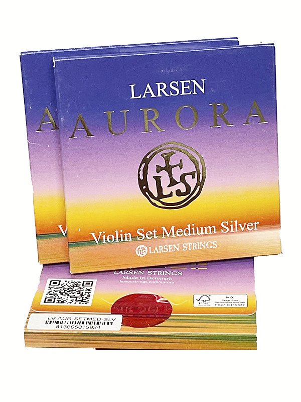 Tensione Media Corde Per Violino 4/4 Aurora Larsen - Set Con Re Argento, Tensione Media 22.5kg - 6